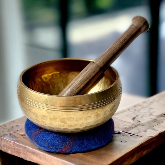 Other Vintage Traditional Nepali Singing Bowl With Wood Mallet